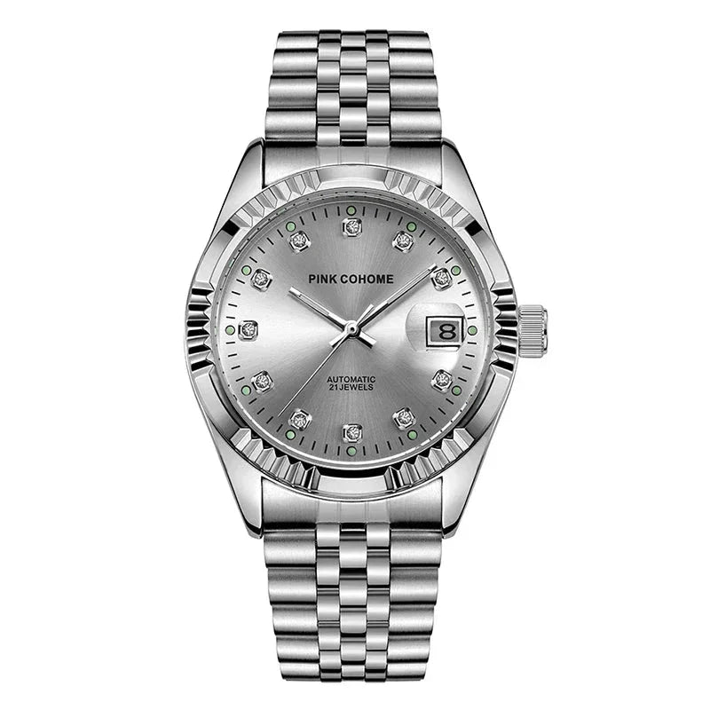 POEDAGAR Watch Pink Cohome Automatic