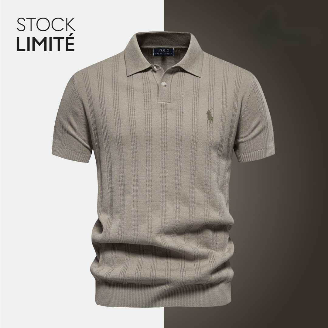R&L Exclusive Men's Textured Knit Polo Shirt